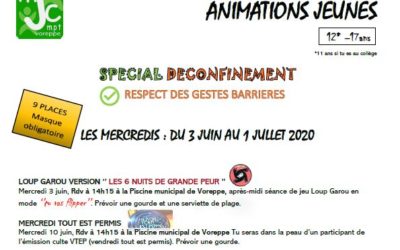 Animations Jeunesses – Le programme des mercredis (du 03/06 au 01/07)